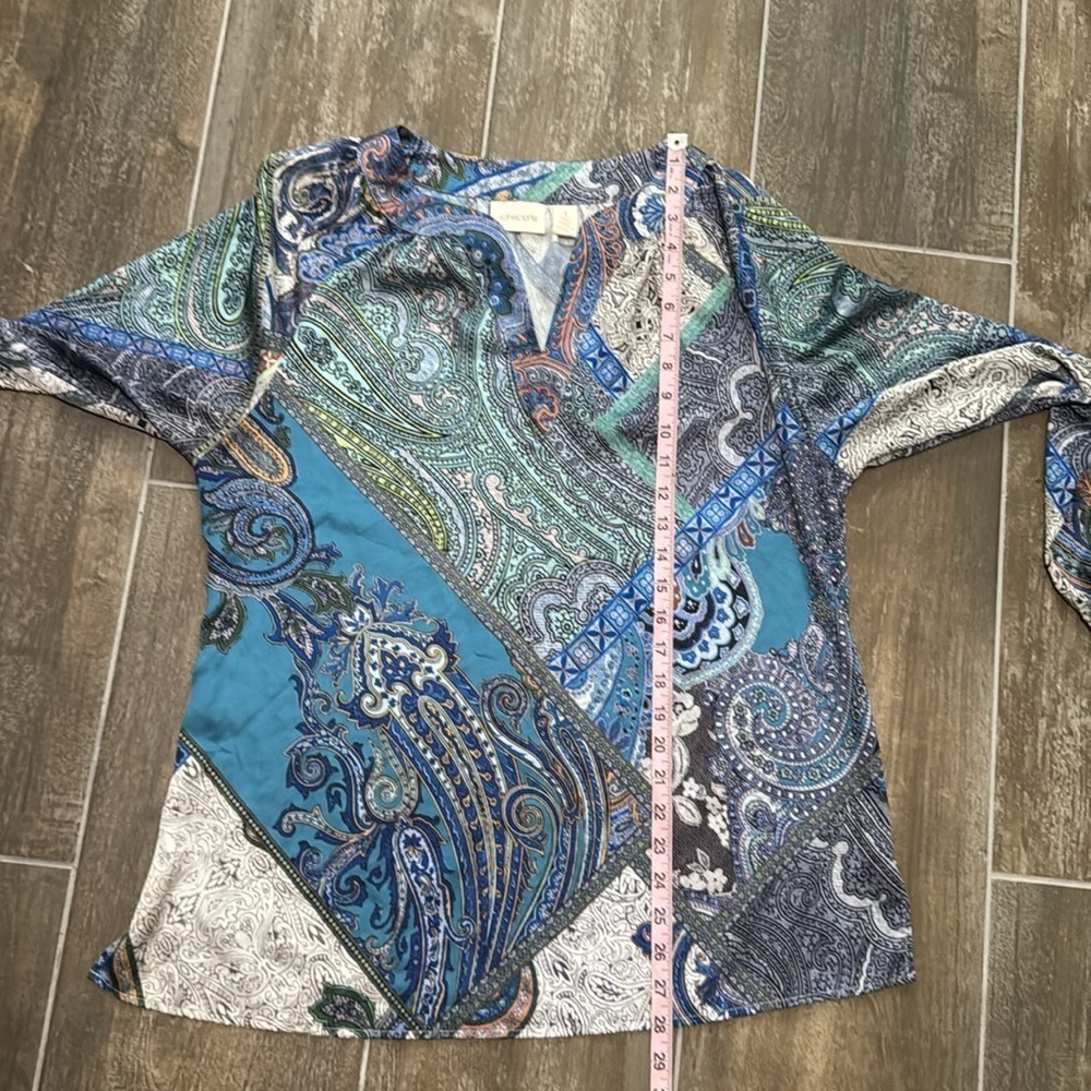 Chico's Paisley Patchwork Popover Top Tunic - Picture 10 of 11
